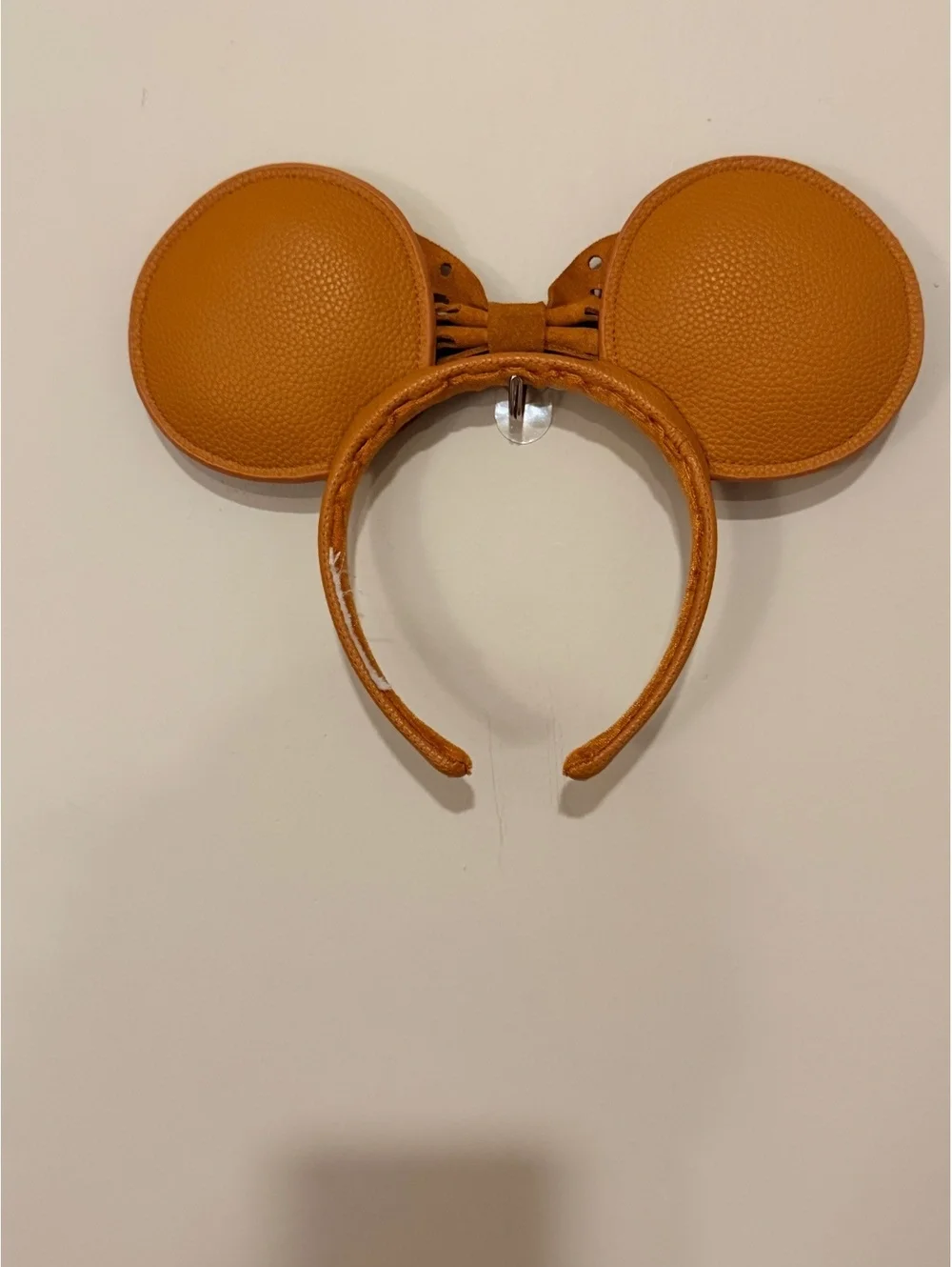 Brown Faux Leather Minnie Mouse Ears Headband with Bow